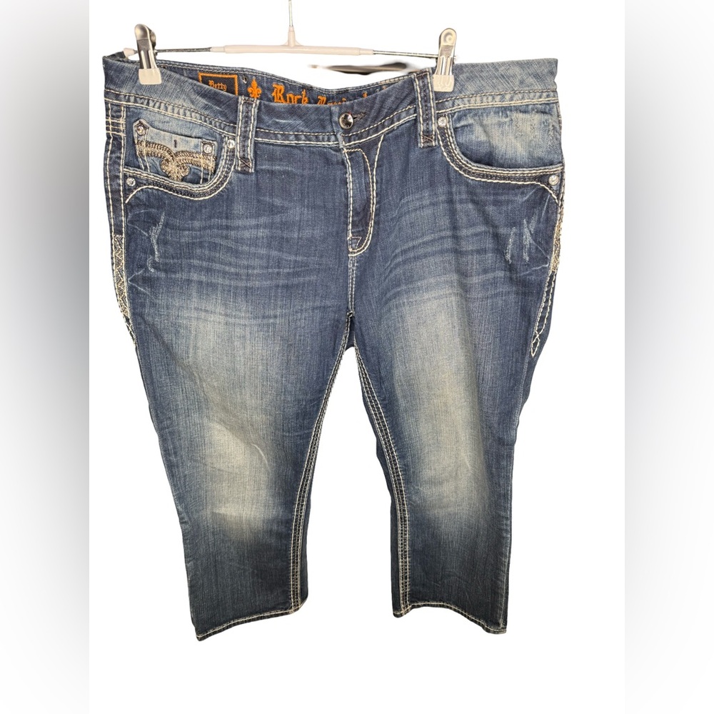 Rock Revival Women's Size 34x24 Embellished “Betty” Easy Crop Jeans - Picture 13 of 15
